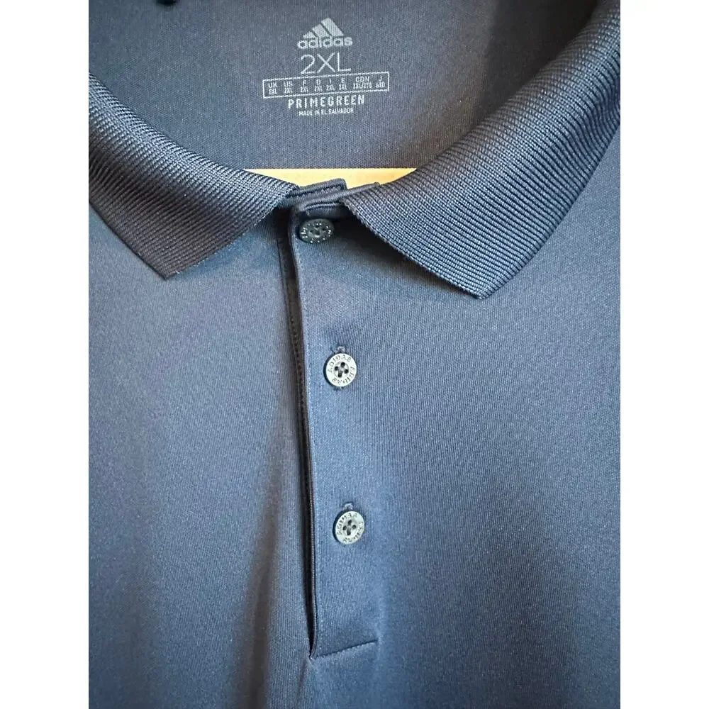 Adidas navy blue short sleeve two XL prime green performance golf shirt